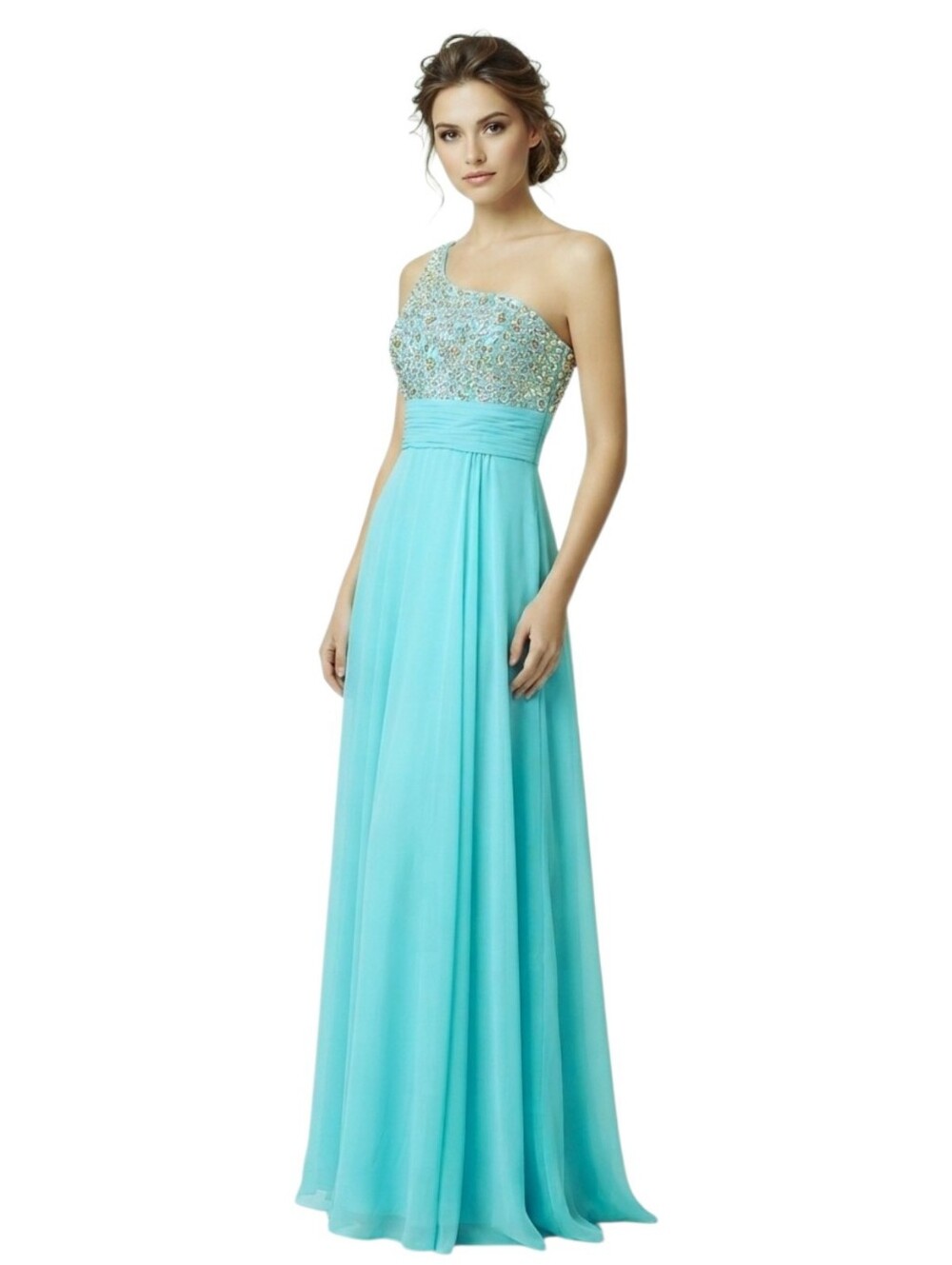 NWT Xscape One Shoulder Beaded Cut-out Back Dress Sz 6